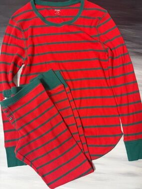 Old Navy Red and Green Striped Women’s Pajama Set
